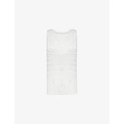 Issey Miyake Womens White Hued Restore Sleeveless Knitted Top