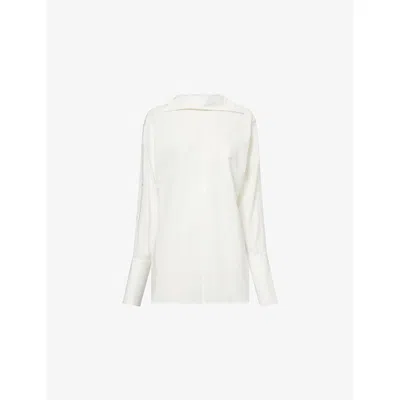 Issey Miyake Womens White Odd Collared Cotton Shirt