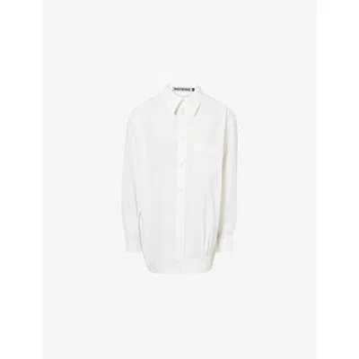 Issey Miyake Womens Odd Relaxed-fit Cotton-poplin Shirt White