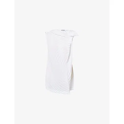Issey Miyake Womens White Paper Bag Pleats Knitted Midi Dress