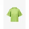 Issey Miyake Womens Yellow Green Monthly Colors: August Hooded Knitted Top In Green