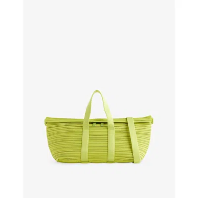 Issey Miyake Womens Pleats June Boston Bag Yellow Green