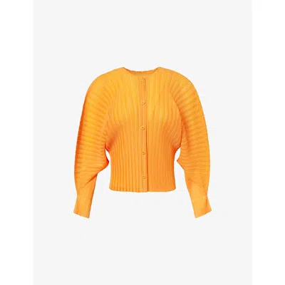 Issey Miyake Womens Yellow Monthly Colours Long-sleeve Knitted Cardigan In Orange