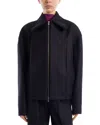 Issey Miyake Wool Blend Zip Front Jacket In Black