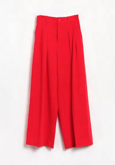 Issey Miyake Wool Gabardine Pants In Nadeshiko Red