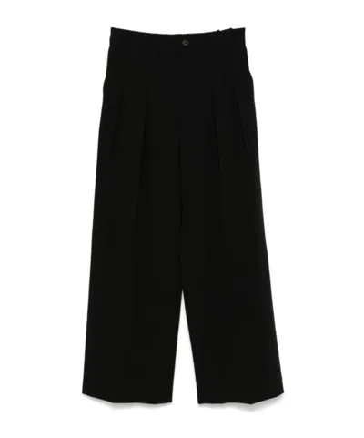 Issey Miyake Wool Gabardine Trousers In Black