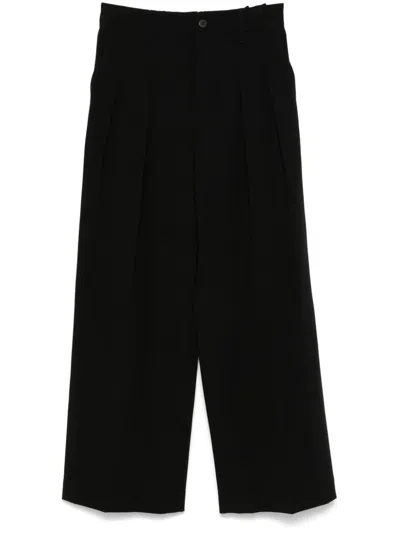 Issey Miyake Womens Black Campagne Wide-leg Cropped Knitted Trousers