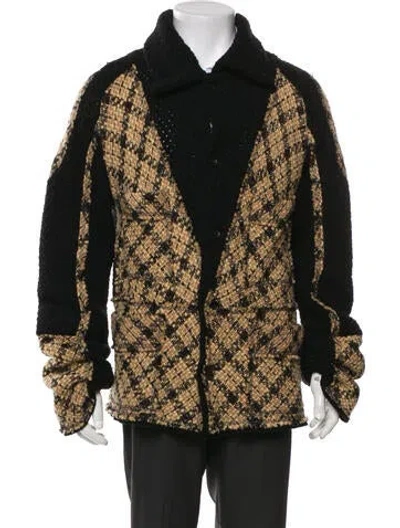 Pre-owned Issey Miyake Wool Houndstooth Print Peacoat In Black