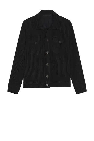 Issey Miyake Wool Like Light Collared Blouson In Black  