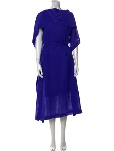 Pre-owned Issey Miyake Wool Long Dress In Blue