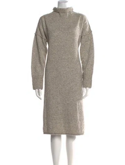 Pre-owned Issey Miyake Wool Midi Length Dress In Neutral