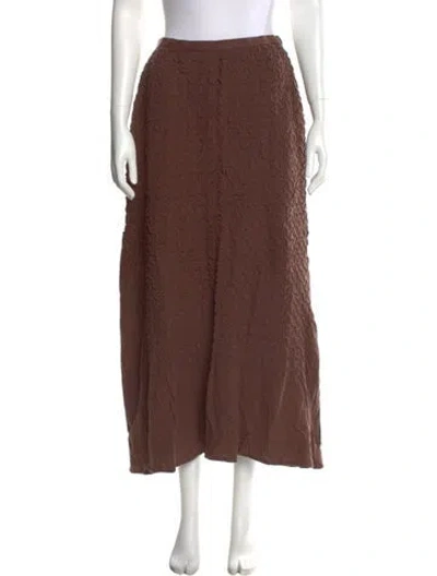 Pre-owned Issey Miyake Wool Midi Length Skirt In Brown