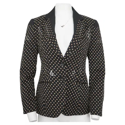 Pre-owned Issey Miyake Wool Silk Polka Dot Sequins Black Blazer Sz 4