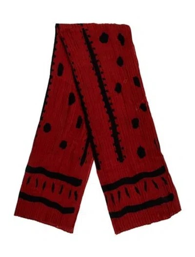 Pre-owned Issey Miyake Wool Vintage Scarf In Red