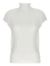 Issey Miyake Wooly Pleated High-neck Top In White