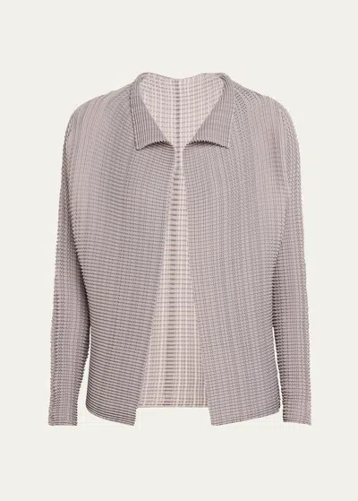 Issey Miyake Wooly Pleats 46 Open Front Cardigan In Gray | ModeSens