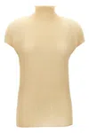 Issey Miyake Wooly Pleats-56 T-shirt Beige In Yellow