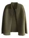 Issey Miyake Wooly Pleats 58 Collared Top In Green