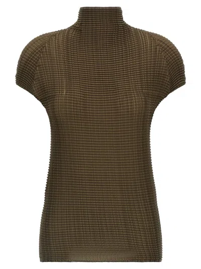 Issey Miyake Wooly Pleats-58 T-shirt In Green