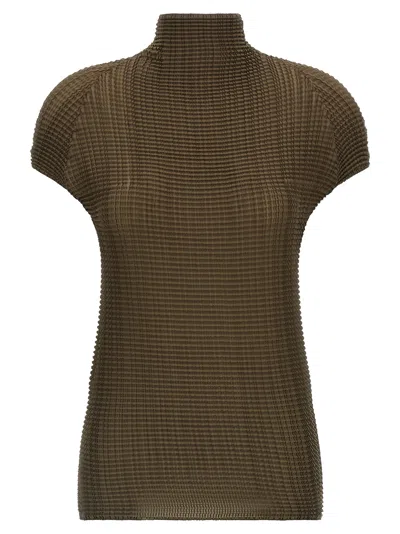 Issey Miyake Pleated High-neck T-shirt In Green