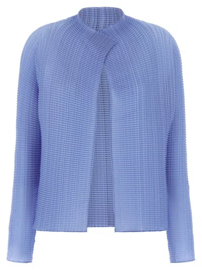 Issey Miyake Wooly Pleats-66 Cardigan In Blue