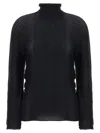 Issey Miyake Black Wooly Pleats Blouse