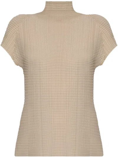 Issey Miyake Wooly Pleats Blouse In Neutrals