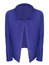 Issey Miyake Wooly Pleats Blue Cardigan In Blue