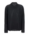 Issey Miyake Pleated Long-sleeved Cardigan In Black