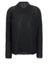 Issey Miyake Pleated Long-sleeved Cardigan In Black