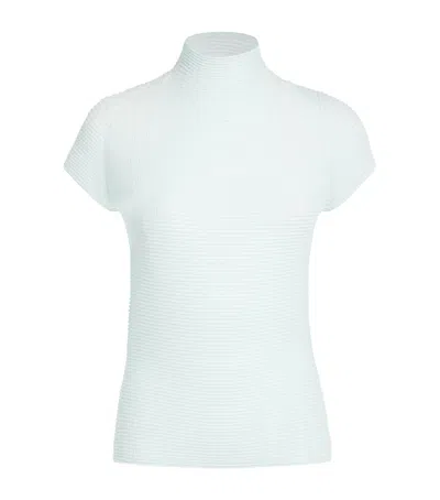 Issey Miyake Wooly Pleats Mock-neck Top In Blue