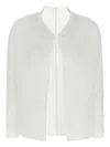 Issey Miyake Wooly Pleats Pleated Long-sleeves Cardigan In White