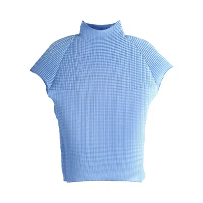 Pre-owned Issey Miyake Wooly Pleats Shirt 'light Blue' | Women's Size 2