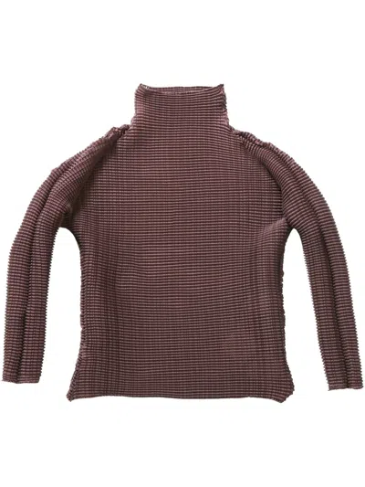 Issey Miyake Wooly Pleats Top In Brown