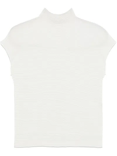 Issey Miyake Wooly Pleats Top In White