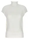 Issey Miyake Wooly Pleated High-neck Top In White