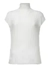 Issey Miyake High Neck Wooly Pleats White Top In White