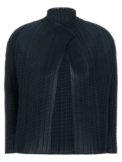 Issey Miyake Wooly Pleats-68 Cardigan In Blue