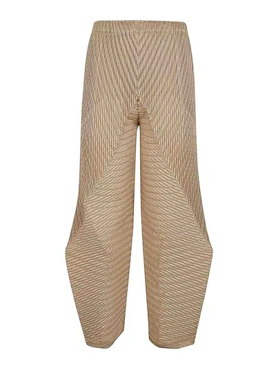 Issey Miyake Wrapped Suede Like Pleats Pants In Nude & Neutrals