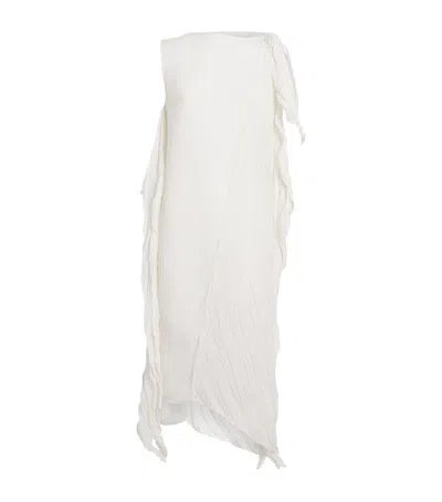 Issey Miyake Wrinkled And Twisted Maxi Dress In White