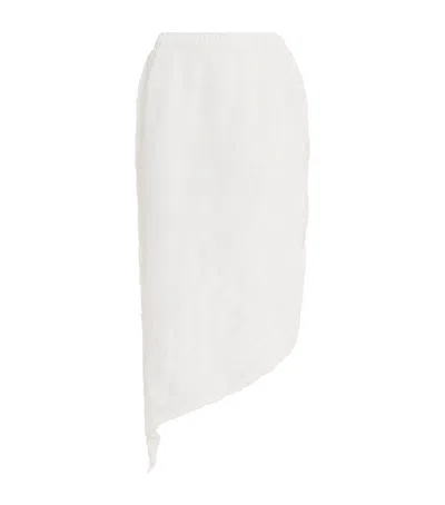 Issey Miyake Wrinkled And Twisted Midi Skirt In White