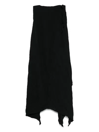 Issey Miyake 褶皱不对称连衣裙 In Black