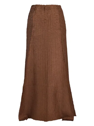 Pre-owned Issey Miyake Wrinkled Maxi Skirt