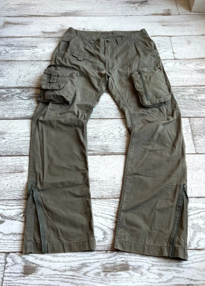 Pre-owned Issey Miyake X Junya Watanabe Archive Y2k Utility 3d Pocket Wide-leg Flare Cargo Trousers In Khaki