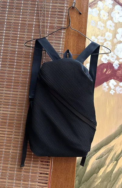 Pre-owned Issey Miyake X Pleats Please Issey Miyake Pleats Please By Issey Miyake Diagonal Zip Bias Backpack In Black
