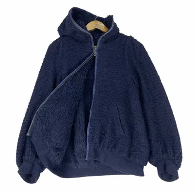 Pre-owned Issey Miyake X Tsumori Chisato Faux Fur Zip Hoodie Jacket In Navy/blue