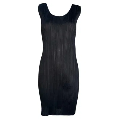 Pre-owned Issey Miyake Y2k Black Minimalist Semi-sheer Tank Dress