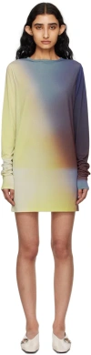 Issey Miyake Yellow & Blue Light Leak Minidress In 58 Yellow Dark Blue