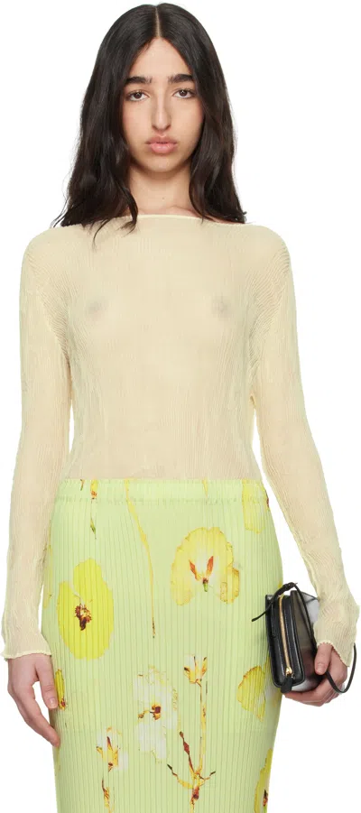 Issey Miyake Yellow Chiffon Twist 2 Top In Neutral
