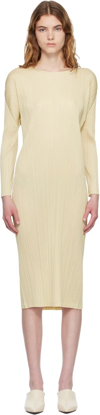 Issey Miyake Yellow Monthly Colors December Midi Dress In Neutral